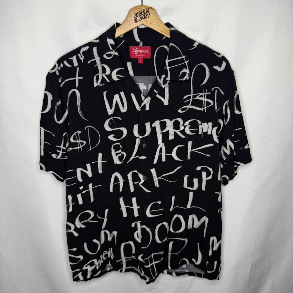 FW20 2020 Supreme NYC Black Ark Rayon S/S Button Up Shirt M